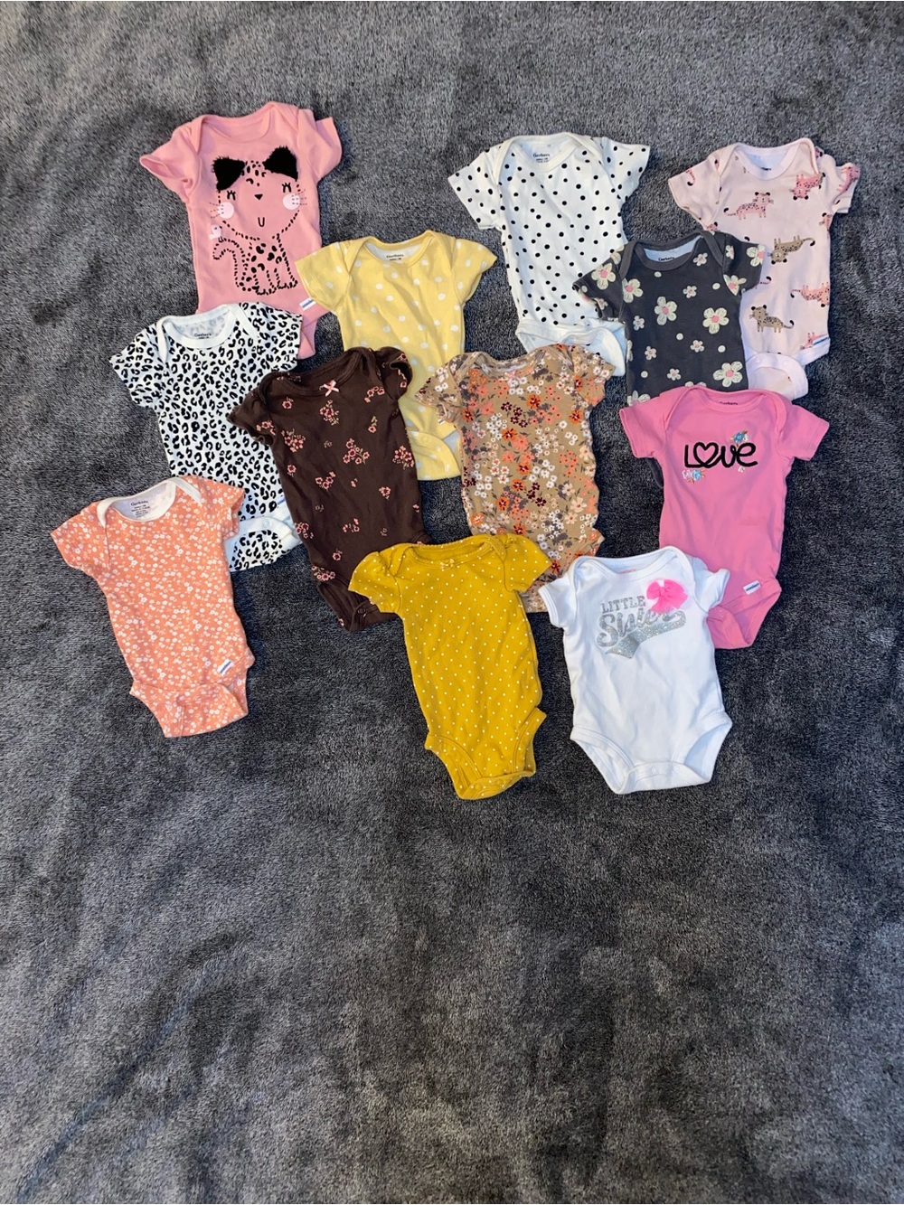 Newborn Size Baby Girl Onesies Bundle 12 Pack Carter’s & Gerber